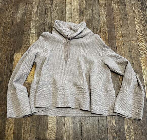 Lululemon Tops - Lululemon Tan Retreat Yourself Textured Funnel Neck Bell Sleeve Pullover